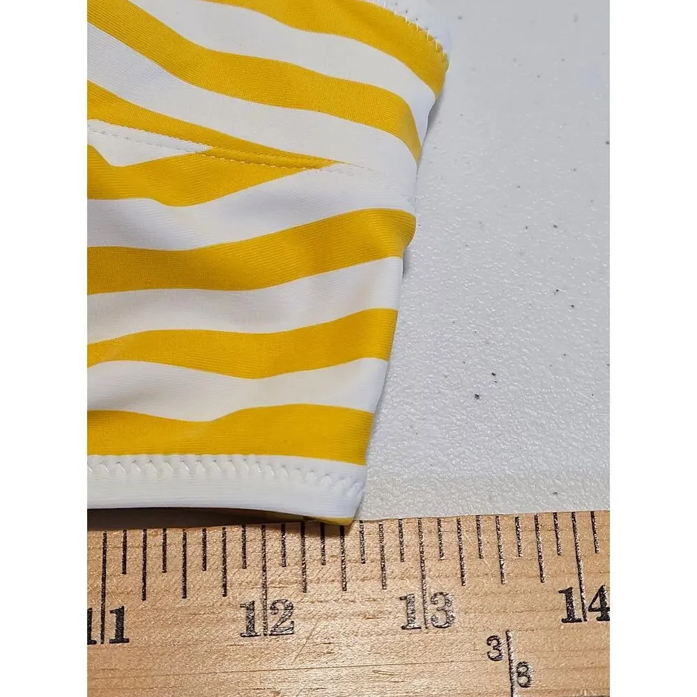 Aerie Real Good Striped Bikini Top One Shoulder Swimwear Yellow White M